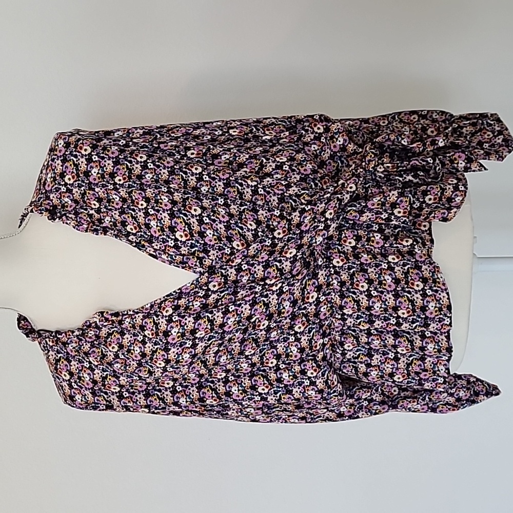 Zara floral wrap blouse